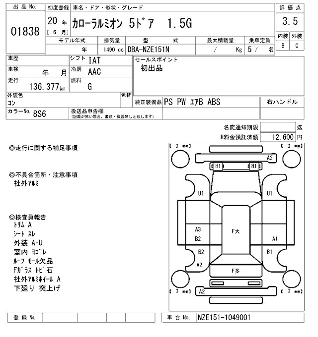 TOYOTA COROLLA RUMION