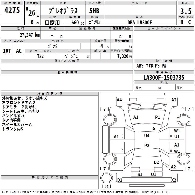 SUBARU PLEO PLUS
