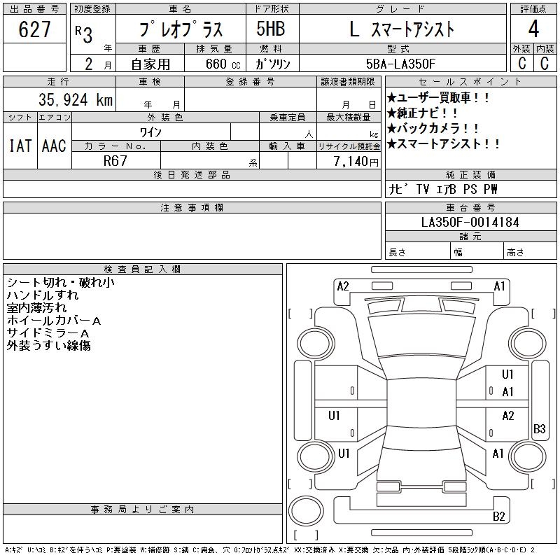 SUBARU PLEO PLUS