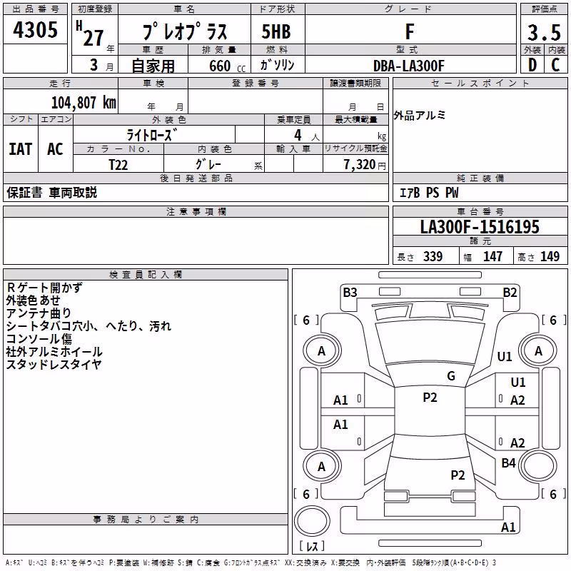 SUBARU PLEO PLUS