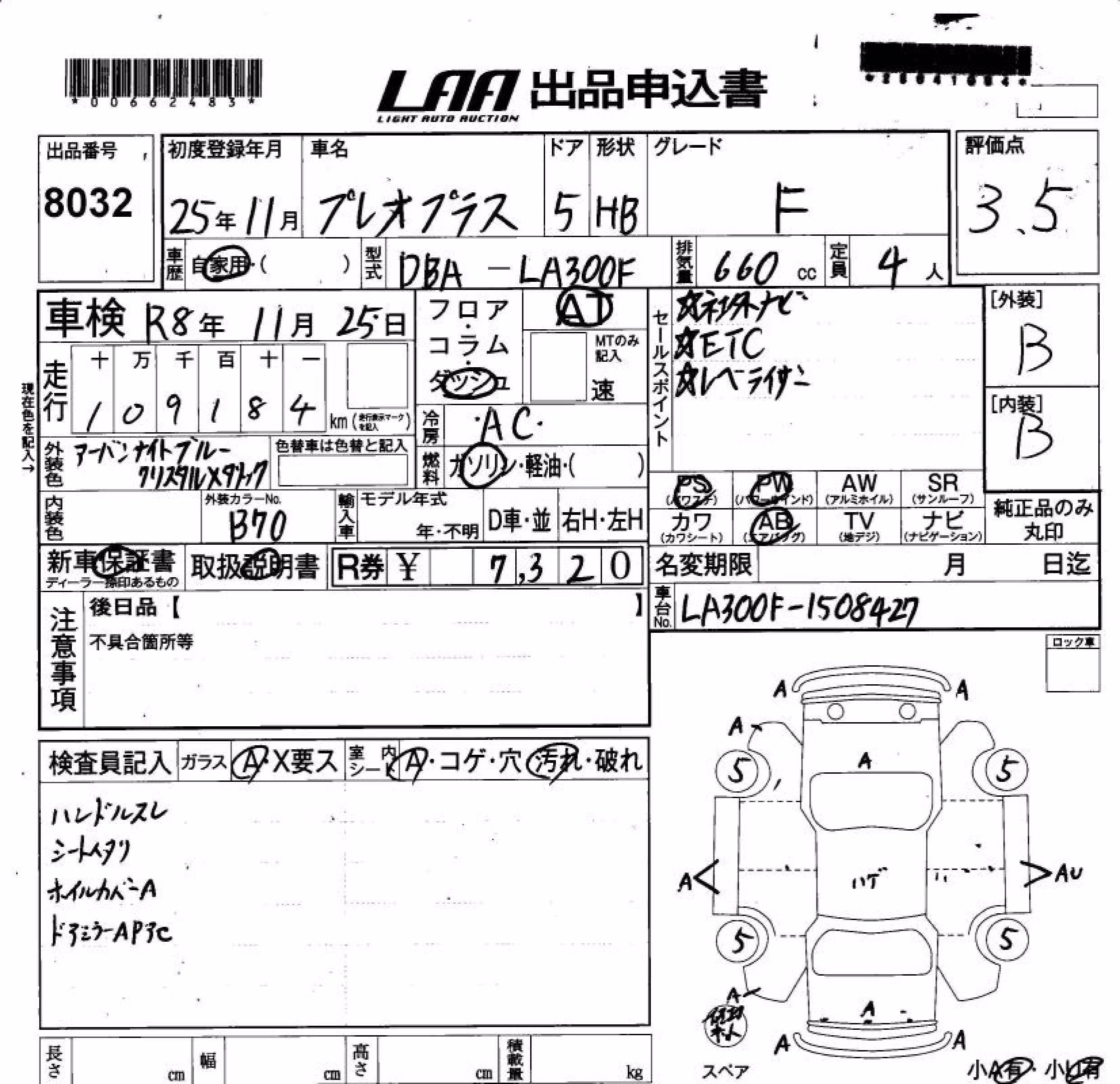 SUBARU PLEO PLUS
