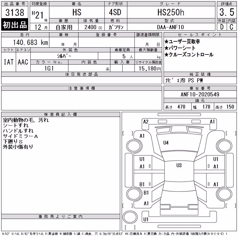 LEXUS HS250H