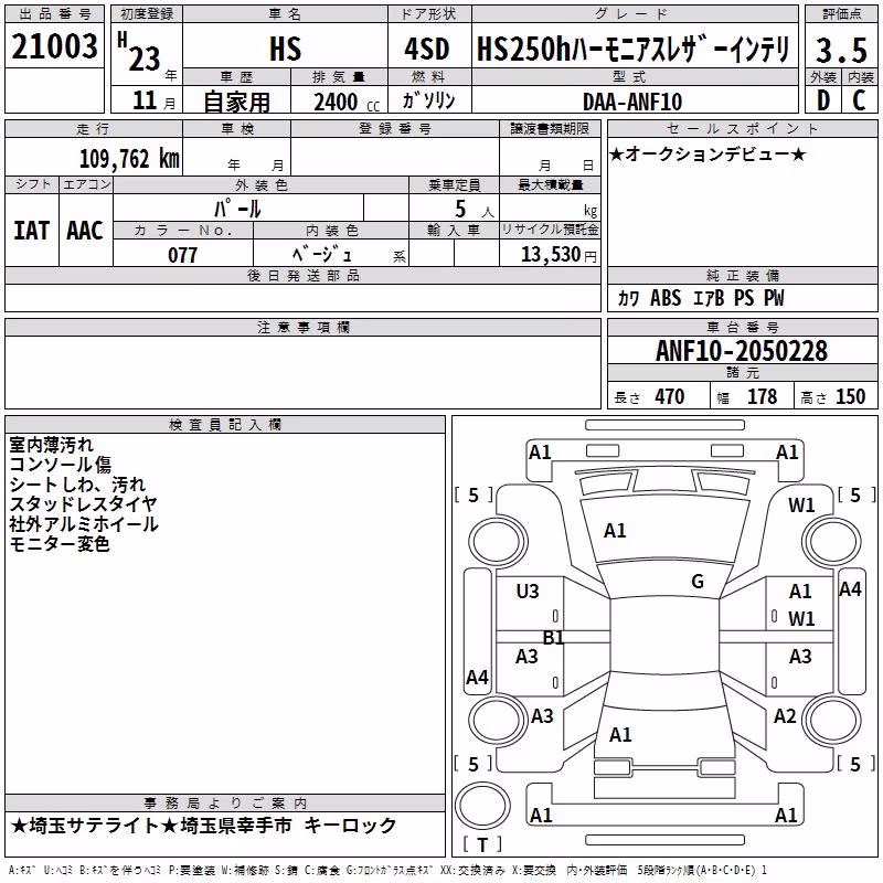 LEXUS HS250H