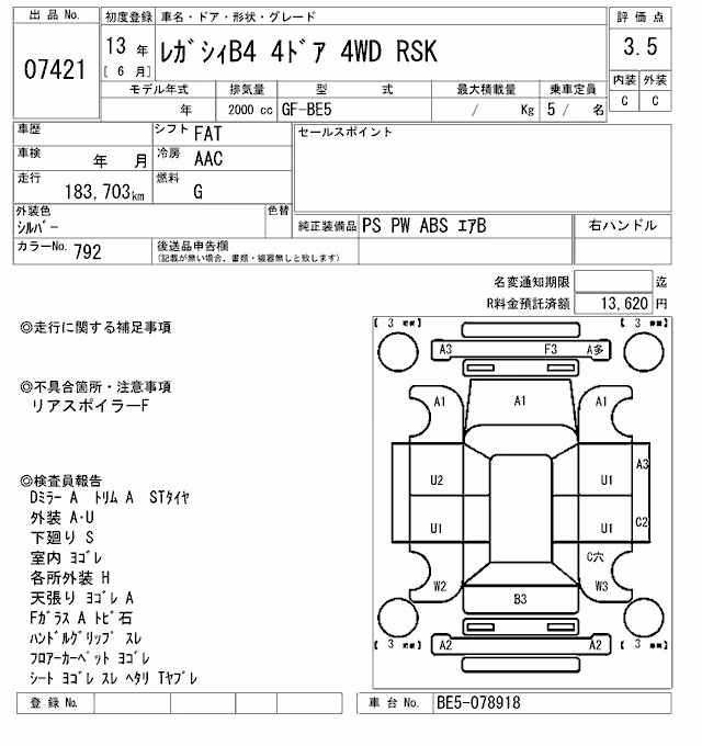 SUBARU LEGACY B4