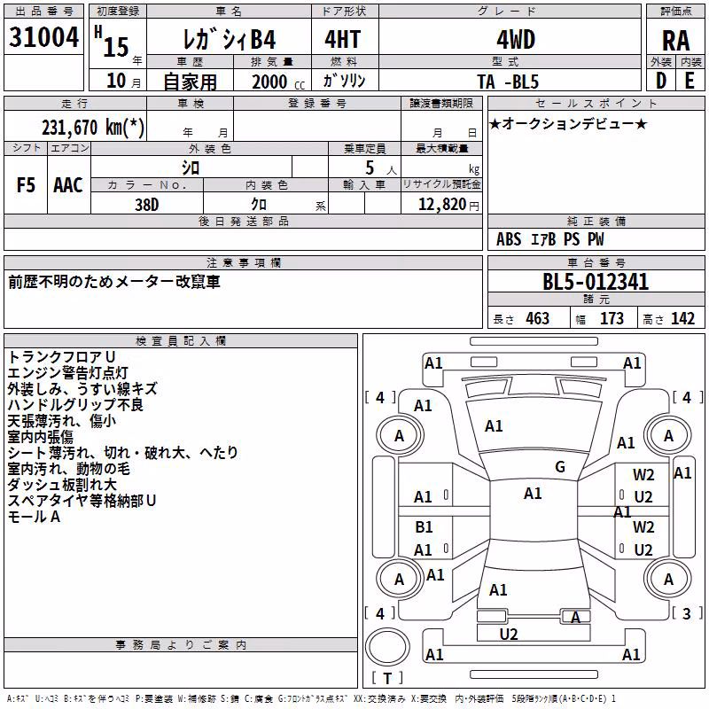 SUBARU LEGACY B4