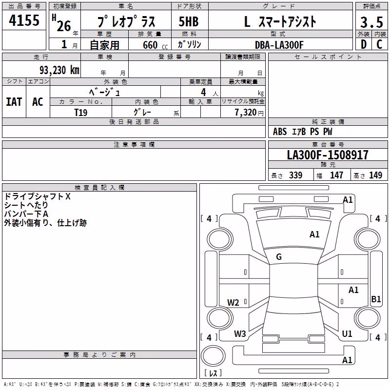 SUBARU PLEO PLUS
