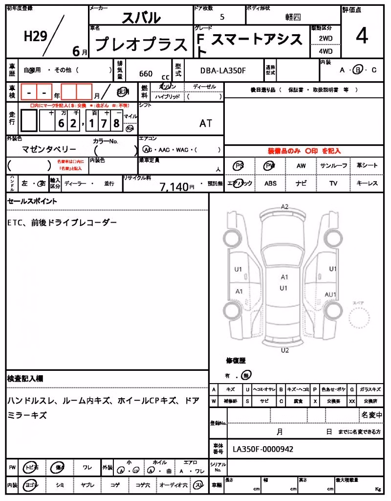 SUBARU PLEO PLUS