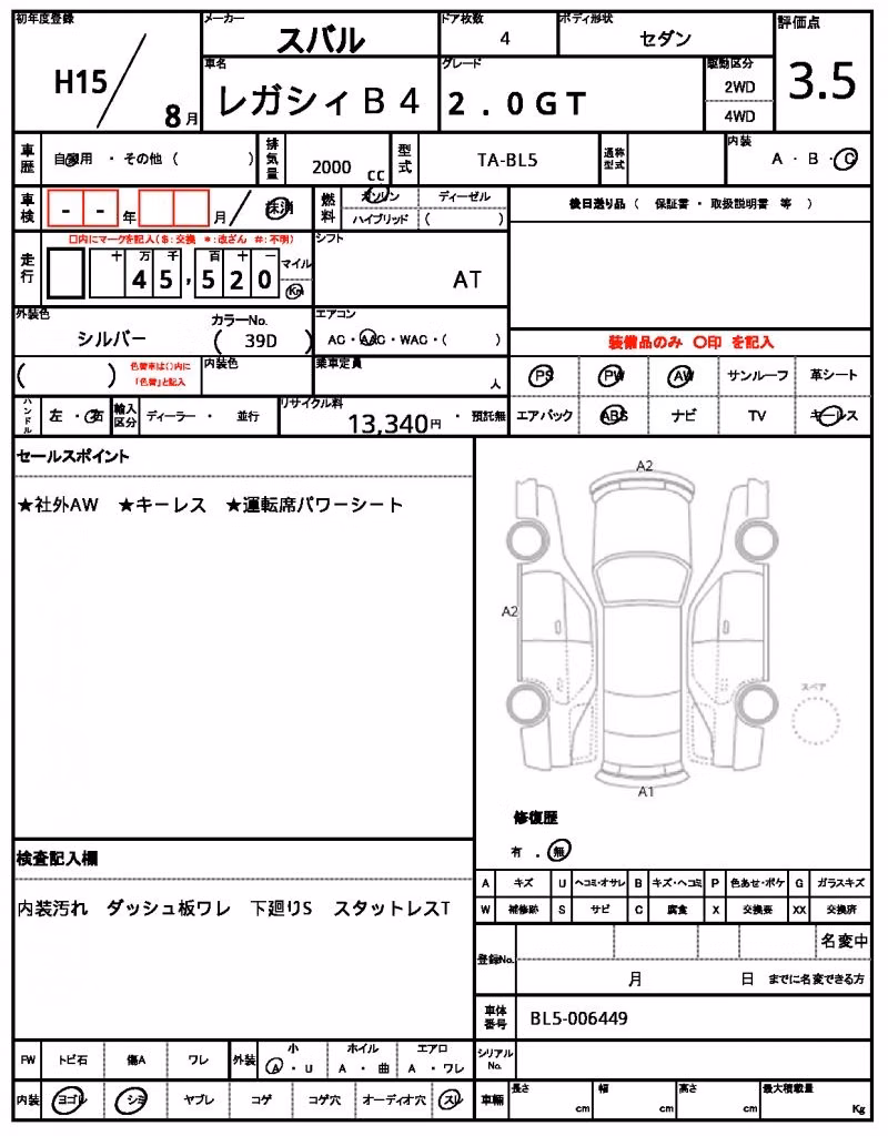 SUBARU LEGACY B4