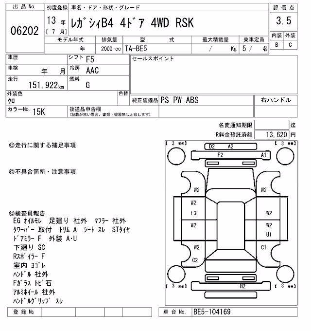 SUBARU LEGACY B4