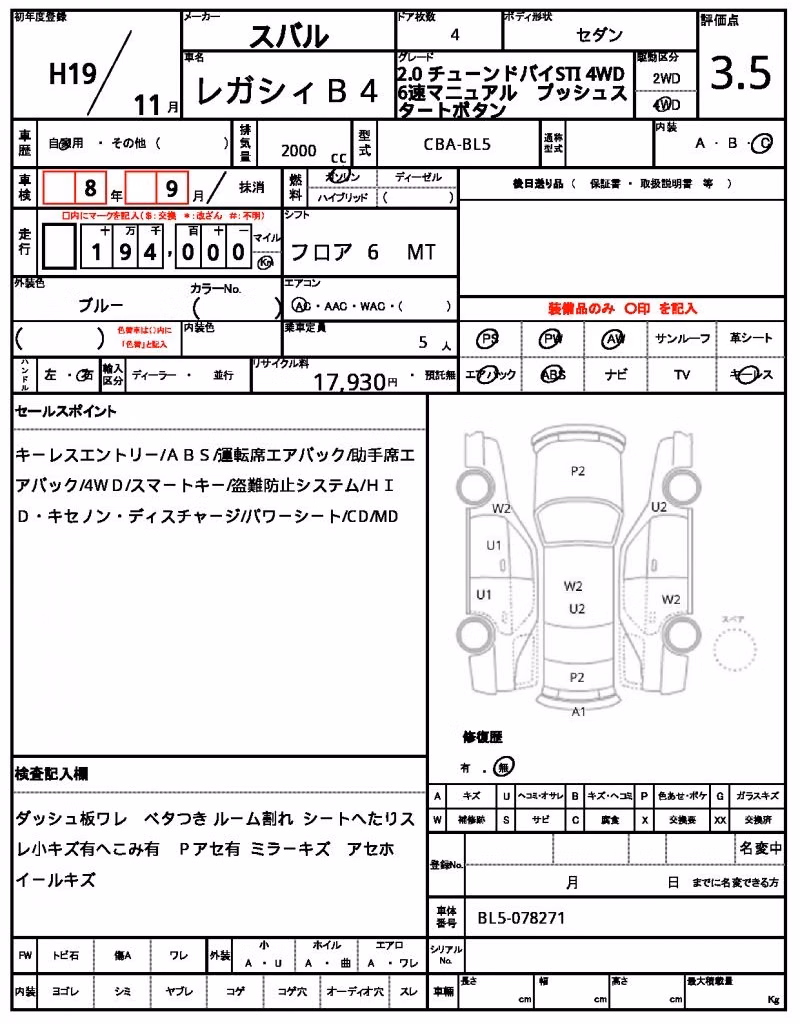 SUBARU LEGACY B4