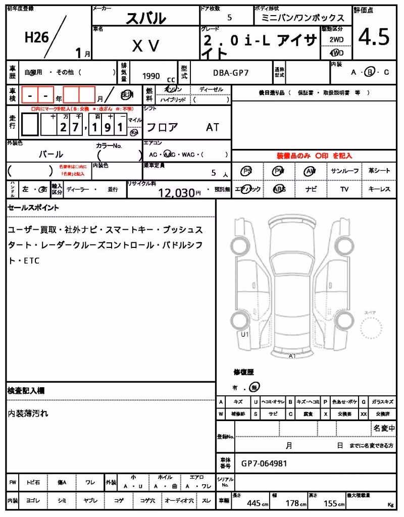 SUBARU XV