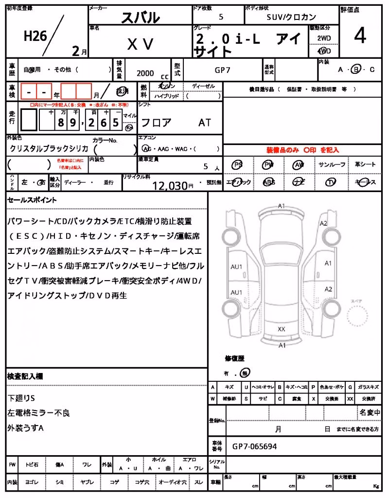 SUBARU XV