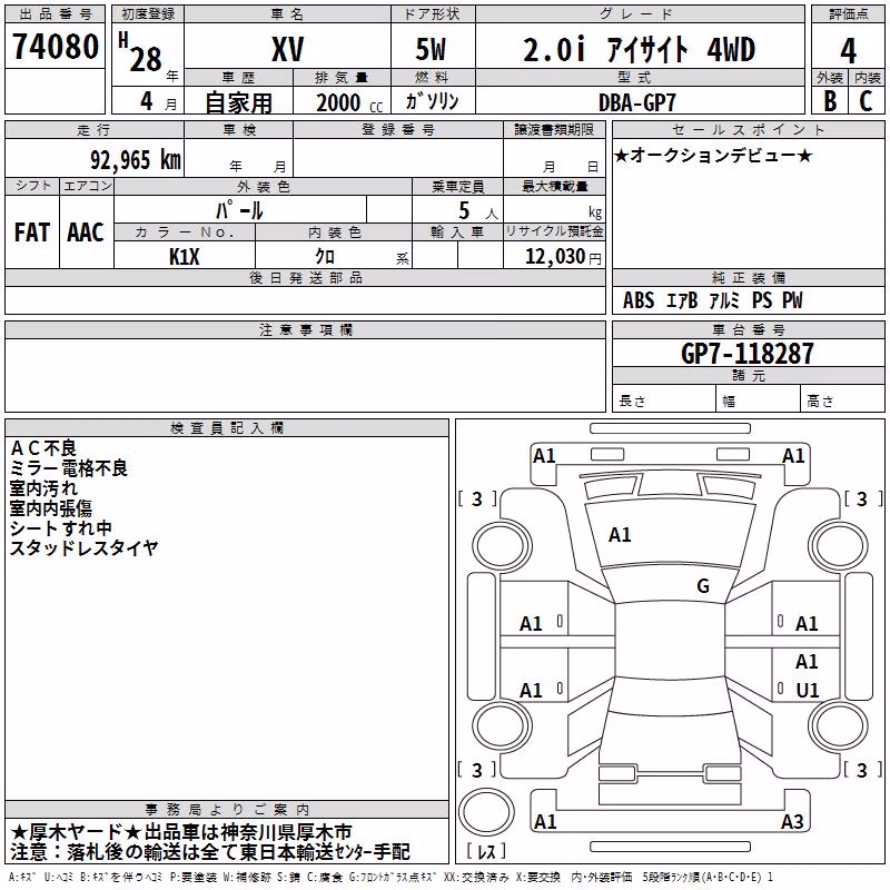 SUBARU XV