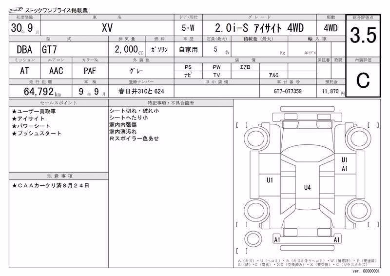 SUBARU XV