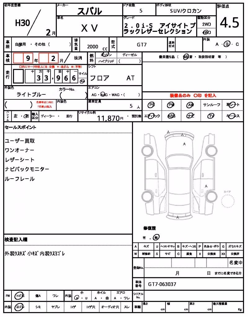 SUBARU XV