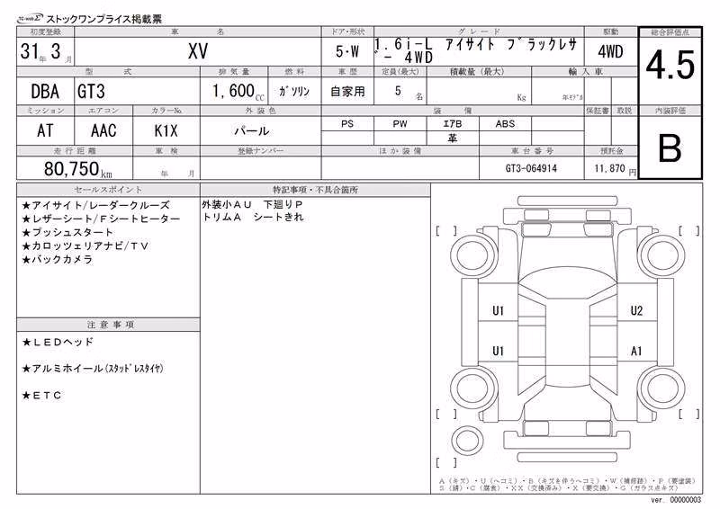 SUBARU XV
