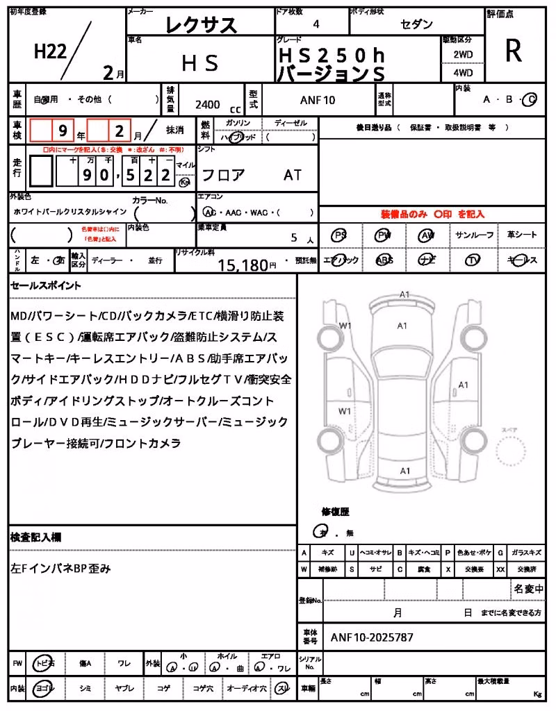 LEXUS HS250H