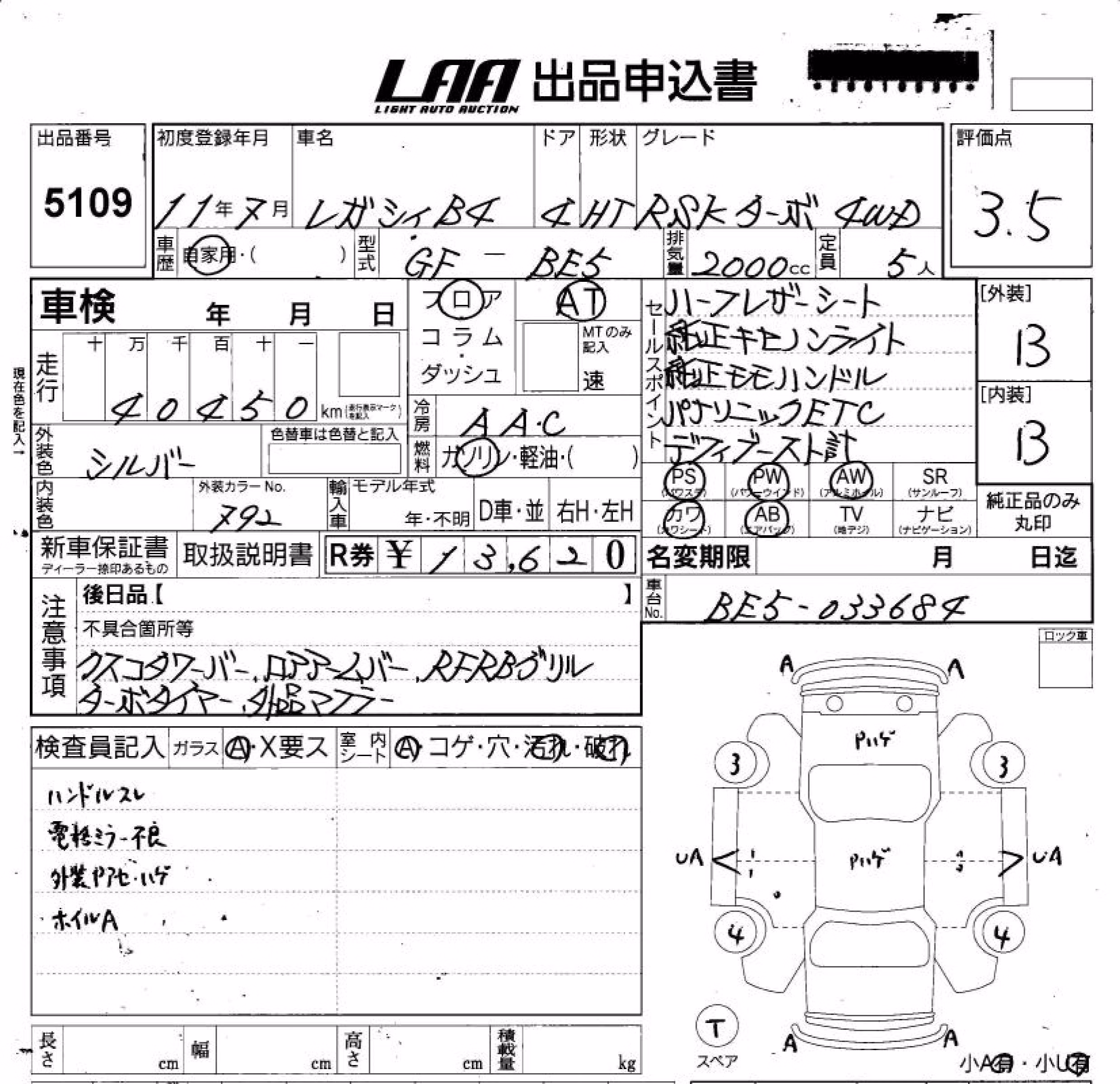 SUBARU LEGACY B4