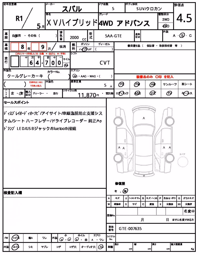 SUBARU XV