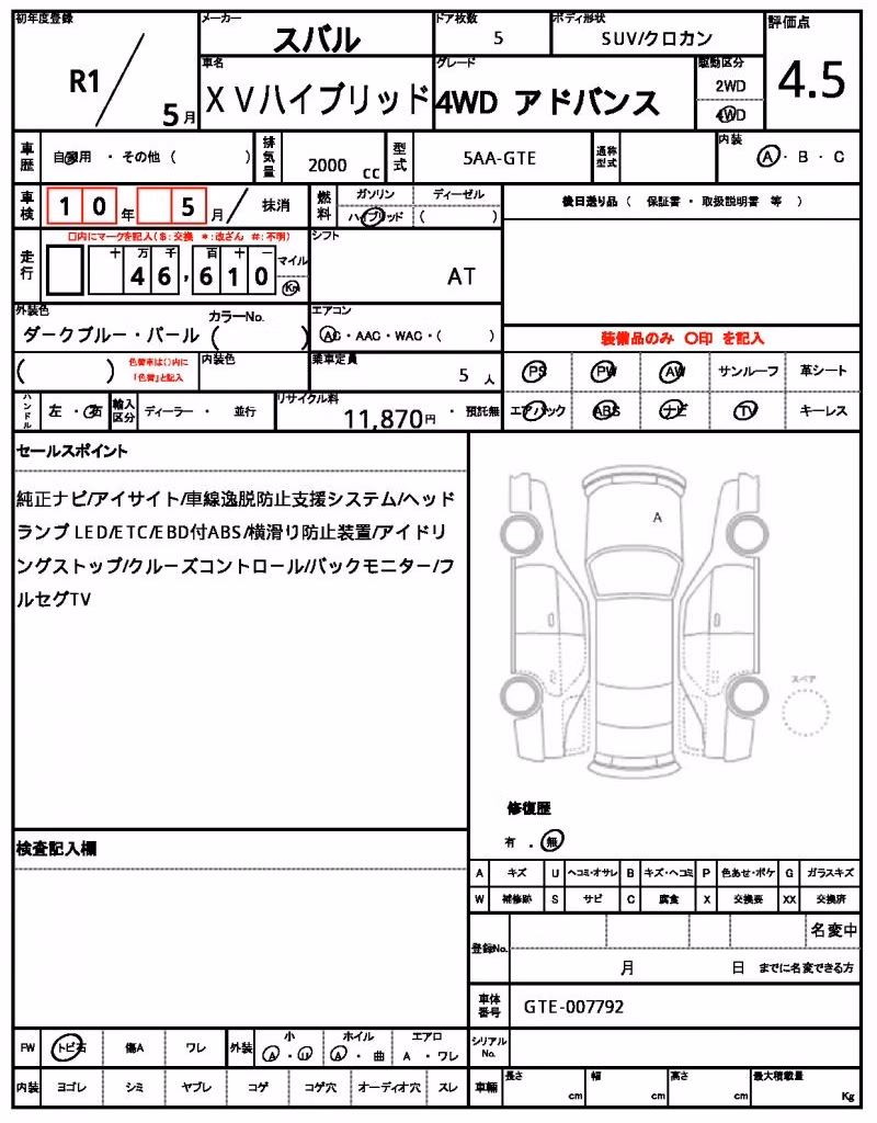 SUBARU XV