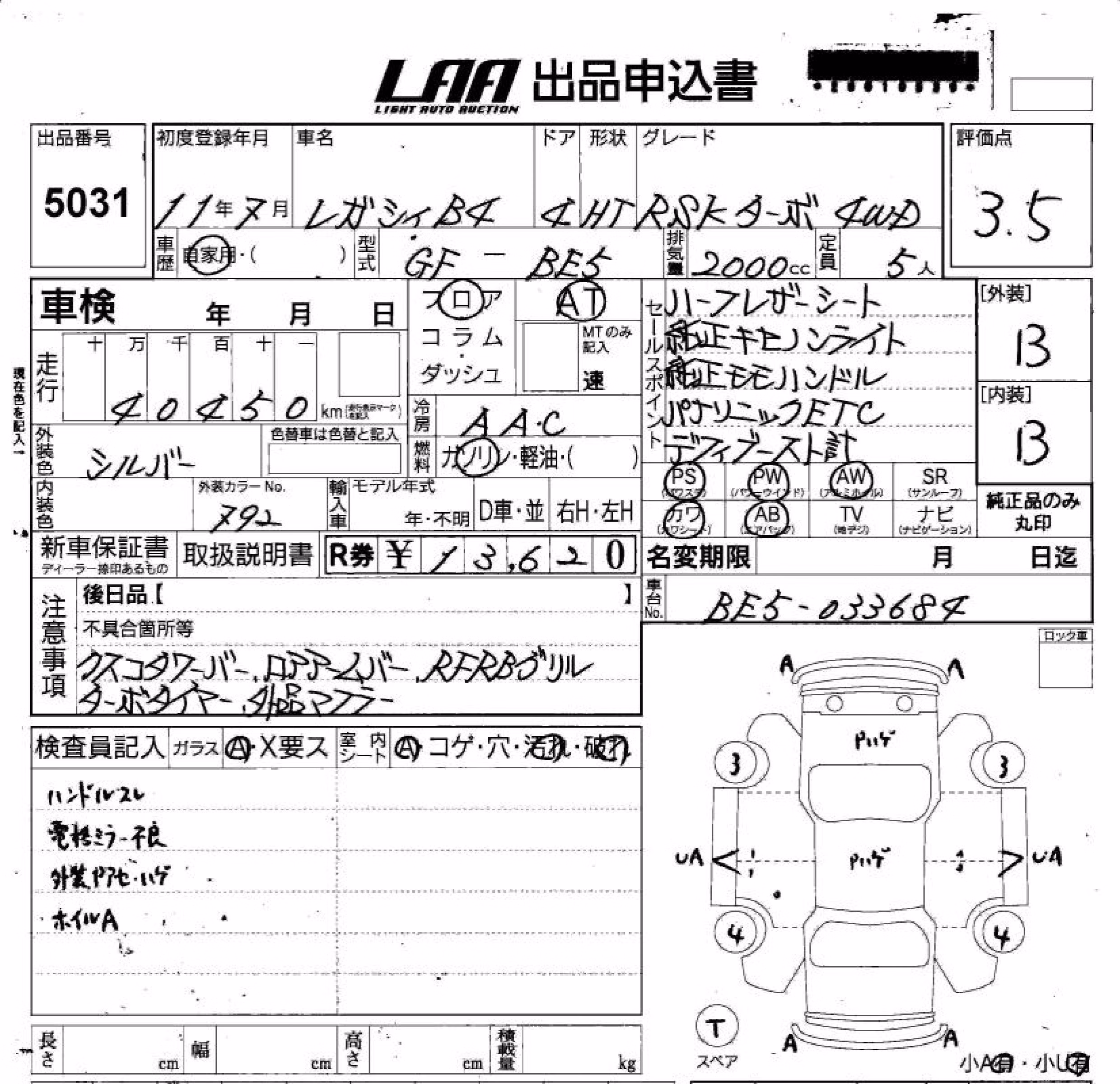 SUBARU LEGACY B4